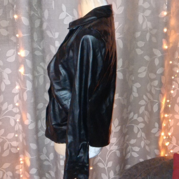 ~A Love Story Medium Faux Leather Button Down Shirt/Jacket - Picture 2 of 4